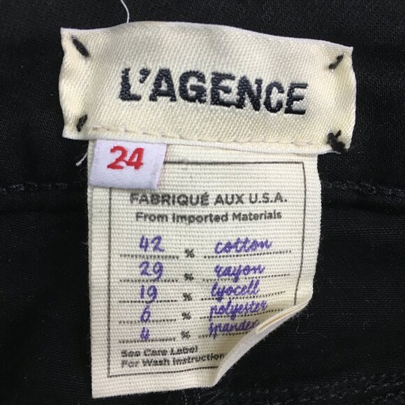 L'AGENCE Black Noir Wash Gold Studded Margot High Rise Slim Fit Skinny Jeans - Picture 2 of 9